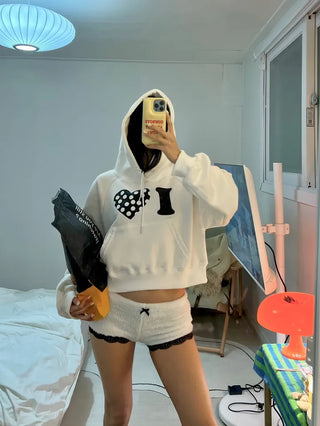 I 💛꙳ Dot Lace Crop Hoodie