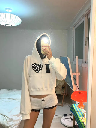 I 💛꙳ Dot Lace Crop Hoodie