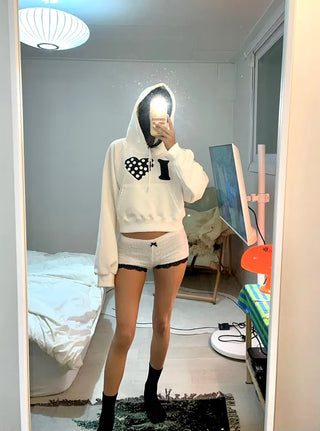 I 💛꙳ Dot Lace Crop Hoodie