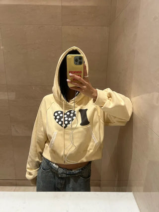 I 💛꙳ Dot Lace Crop Hoodie