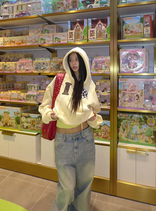 I 💛꙳ Dot Lace Crop Hoodie