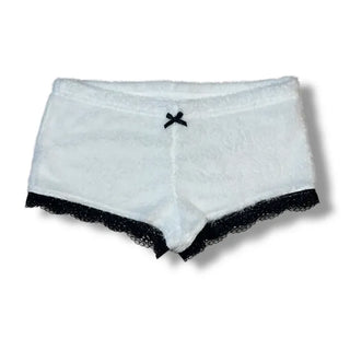 Mink fur lace micro shorts