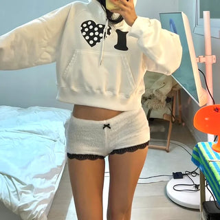 Mink fur lace micro shorts