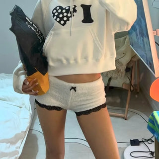 Mink fur lace micro shorts