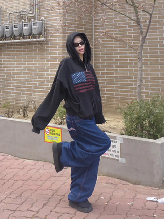 America's Flag Loose Fit Hoodie