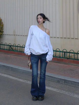 {Fleece x} Saint one-shoulder loose overfit man-to-man