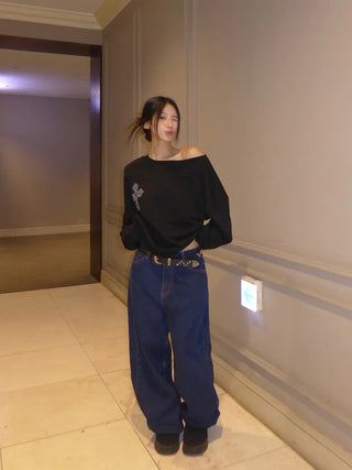 {Fleece x} Saint one-shoulder loose overfit man-to-man