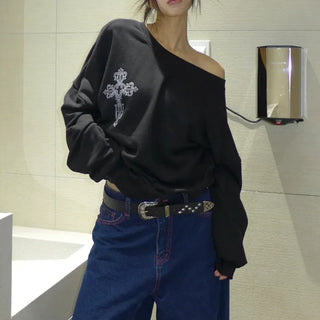 {Fleece x} Saint one-shoulder loose overfit man-to-man