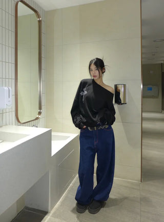 {Fleece x} Saint one-shoulder loose overfit man-to-man