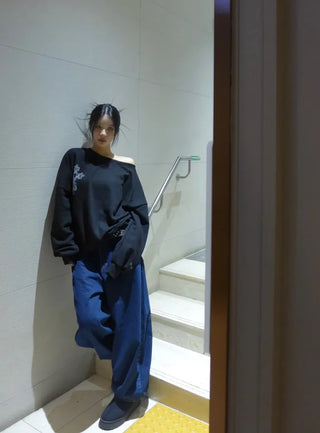 {Fleece x} Saint one-shoulder loose overfit man-to-man