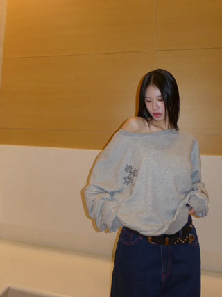 {Fleece x} Saint one-shoulder loose overfit man-to-man