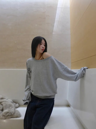 {Fleece x} Saint one-shoulder loose overfit man-to-man