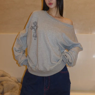 {Fleece x} Saint one-shoulder loose overfit man-to-man