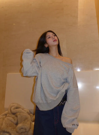 {Fleece x} Saint one-shoulder loose overfit man-to-man