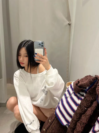 {Fleece x} Saint one-shoulder loose overfit man-to-man