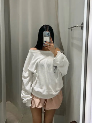 {Fleece x} Saint one-shoulder loose overfit man-to-man