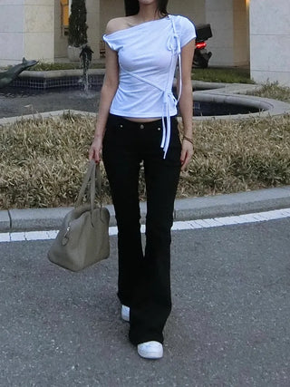 Black chic low-rise bootcut