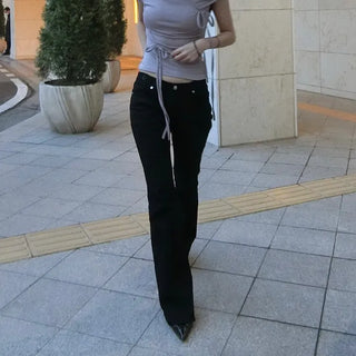 Black chic low-rise bootcut