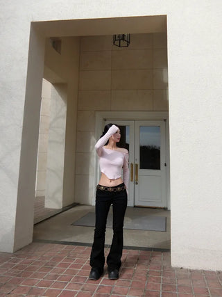 Black chic low-rise bootcut