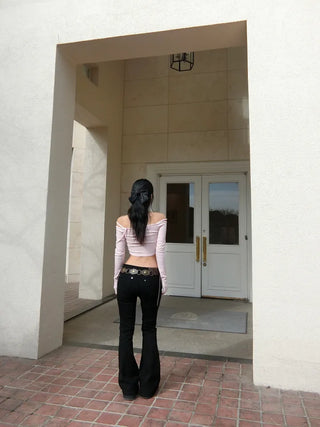 Black chic low-rise bootcut