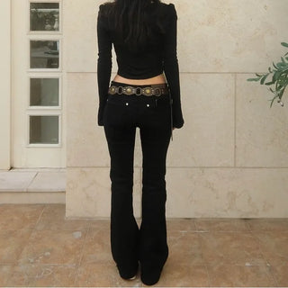 Black chic low-rise bootcut