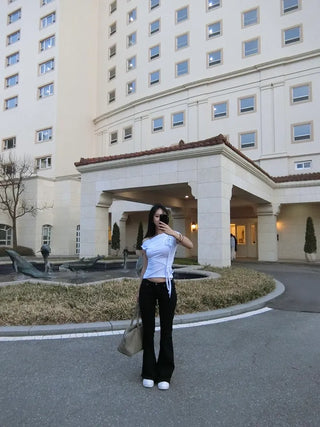 Black chic low-rise bootcut