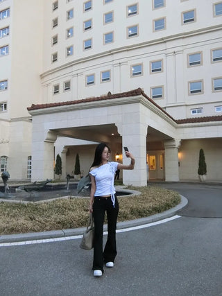 Black chic low-rise bootcut