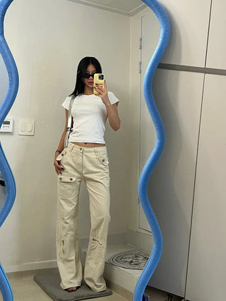 Hidden Multi-Pocket Bootcut Pants