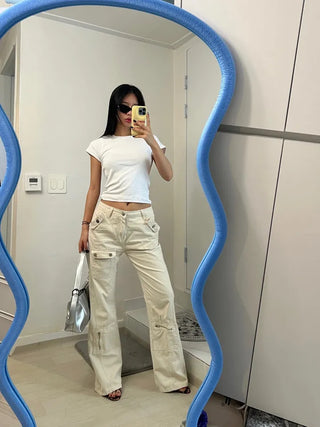 Hidden Multi-Pocket Bootcut Pants