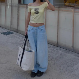 Camo 5 Cutting Off-Shoulder Crop Tee