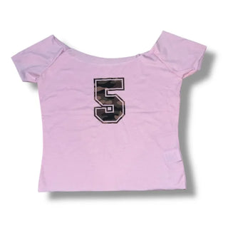 Camo 5 Cutting Off-Shoulder Crop Tee