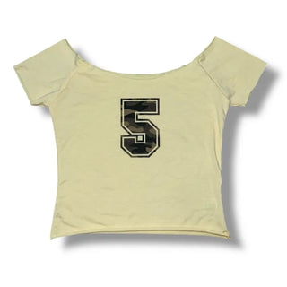 Camo 5 Cutting Off-Shoulder Crop Tee