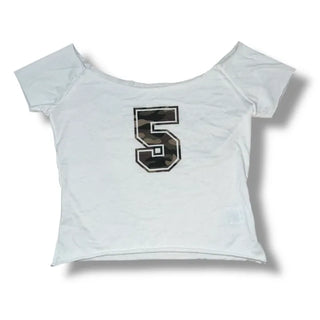 Camo 5 Cutting Off-Shoulder Crop Tee