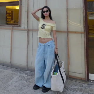 Camo 5 Cutting Off-Shoulder Crop Tee