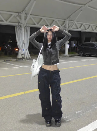 Waist buckle pocket cargo pants