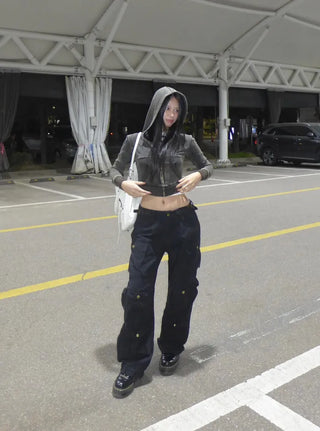 Waist buckle pocket cargo pants