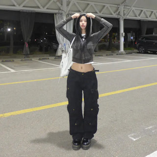 Waist buckle pocket cargo pants