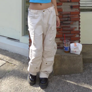 Waist buckle pocket cargo pants