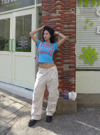 Waist buckle pocket cargo pants