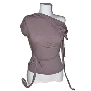 Serena Ribbon Half-Shoulder Tee