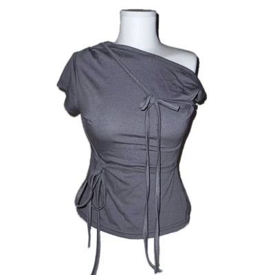 Serena Ribbon Half-Shoulder Tee