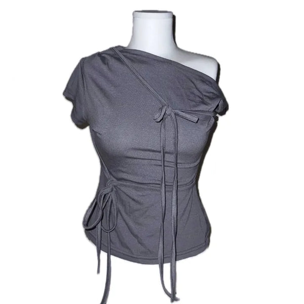 Serena Ribbon Half-Shoulder Tee