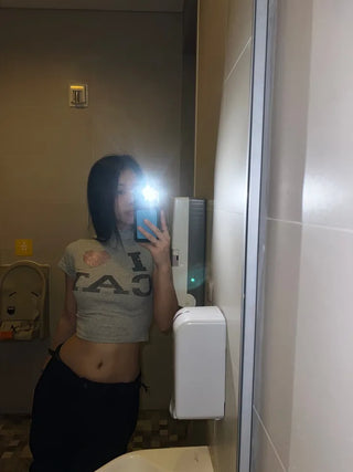Lovecat Cubic Half-Neck Crop Tee