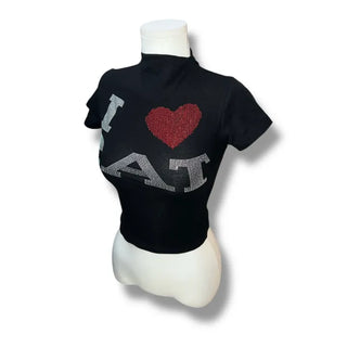 Lovecat Cubic Half-Neck Crop Tee