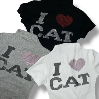 Lovecat Cubic Half-Neck Crop Tee