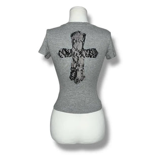 Lace cross semi-crop tee