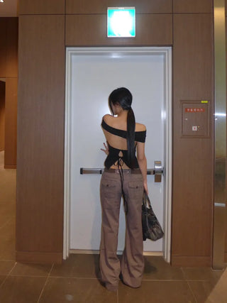 Vintage band charcoal flare pants