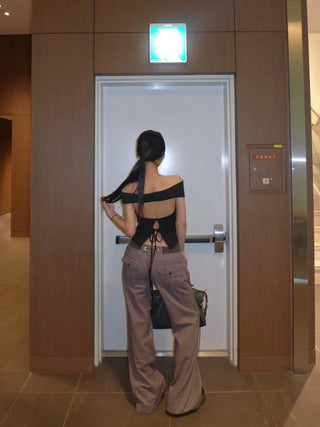Vintage band charcoal flare pants
