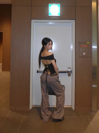 Vintage band charcoal flare pants