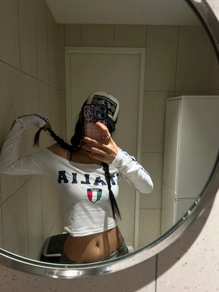 Italia cropped long-sleeved jersey